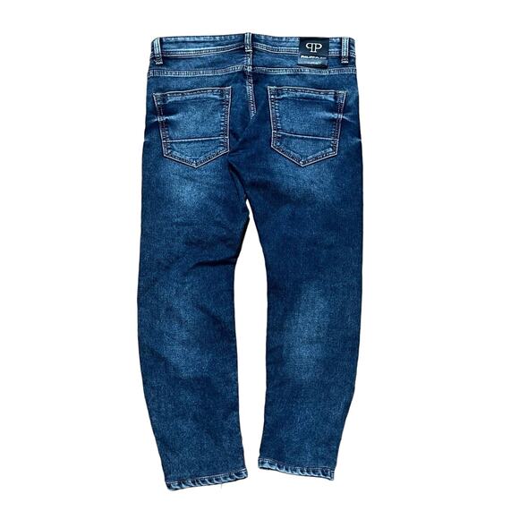 Philipp Plein Capri Jeans Women's Embossed Skulls W32 L25 Faded Black Distressed - Picture 2 of 6